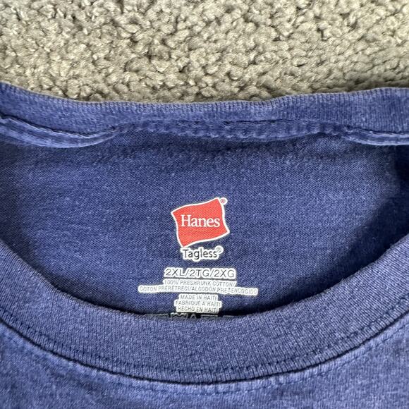 Yankees Stand For The Flag Shirt Mens 2XL Blue Hanes Patriotic Cross Graphic Tee - Picture 4 of 11